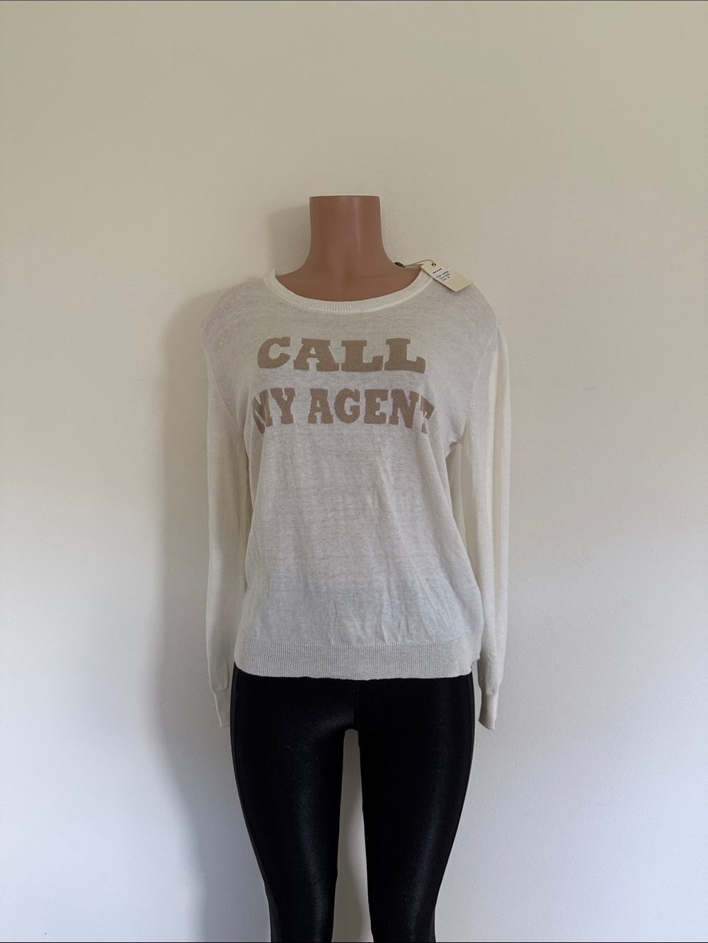 Alison, White woman sweatshirt 100% linen size small color, white ivory